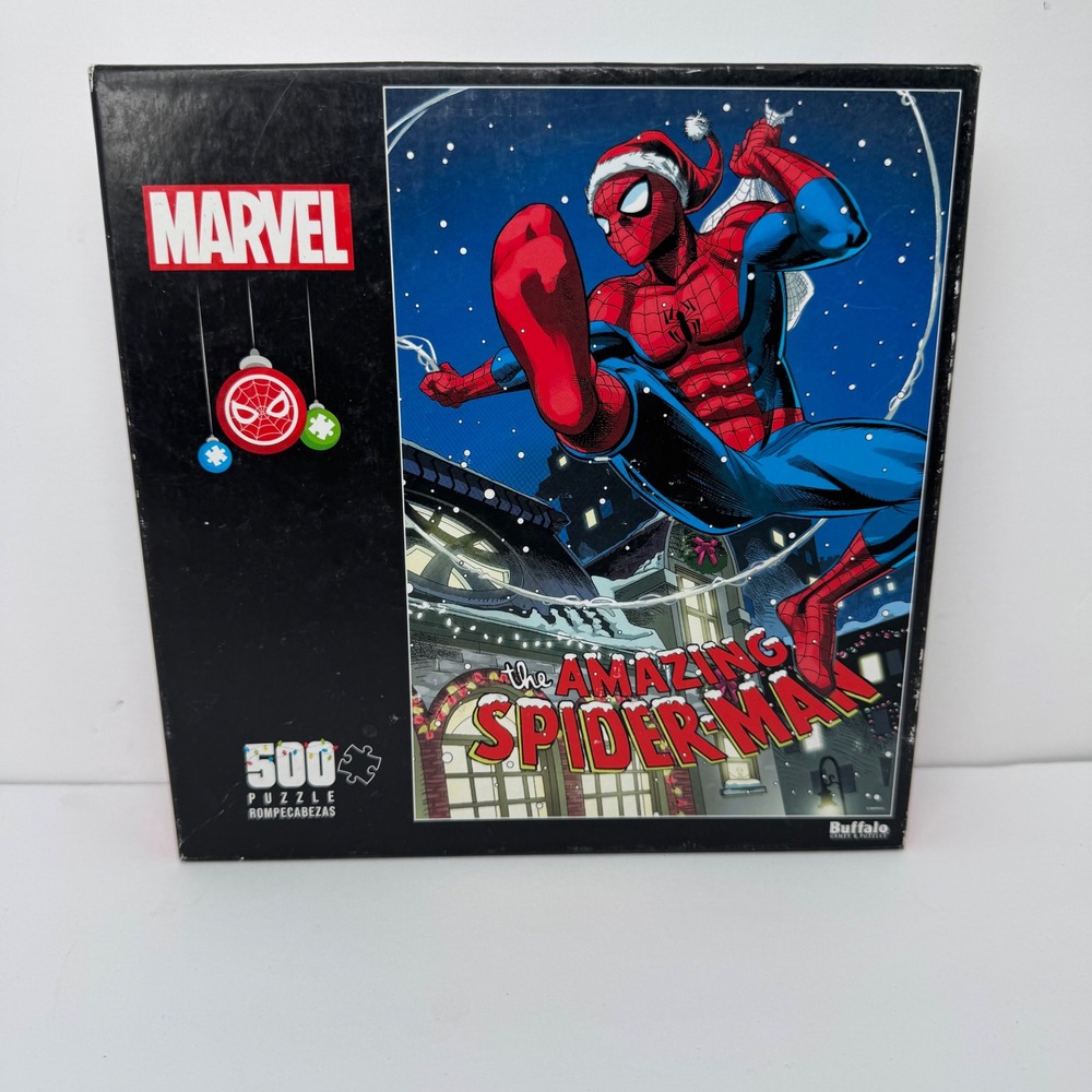 Marvel‎ Spider-Man Jigsaw Puzzle 500pc Christmas Holiday Buffalo Games Open Box